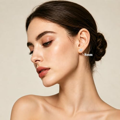 12 Pairs Simulated Pearl Stud Earrings Set for Women Men Beige White Black | 4 6 8 10 mm Faux Pearl Earrings Studs Pack, 316L Surgical Stainless Steel, Hypoallergenic for Sensitive Ears - color: Beige