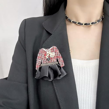 Fabric Dress Brooch Lapel Pin Lipstick Enamel Flower Cultured Pearl Crystal Pins Clip Suit Bags Backpack Scarf Clothes Accessories Brooches Fashion Jewelry for Women Mother - color: Red