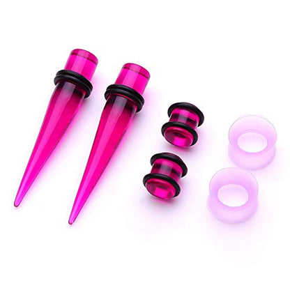 JieyueJewelry 50/54 Pcs Ear Stretching Kit 14G-00G | Acrylic Tapers & Plugs with Silicone Tunnels, Ear Gauges Expander Set Body Piercing Jewelry for Women and Men - color: Purple