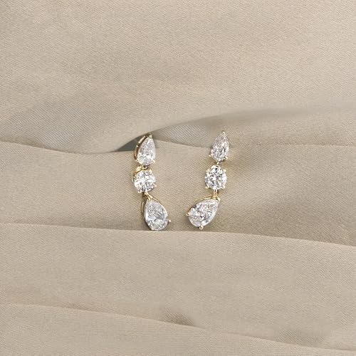 Mchic Dangle Earrings for Women: 18K Gold Plated CZ Drop Earrings Dainty Trendy Hypoallergenic Teardrop Bridal Wedding Style, Sparkly Elegant Dangling Jewelry Gift for Women Bridesmaid Prom Formal - color: Style 4-Gold