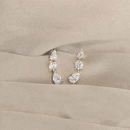 Mchic Dangle Earrings for Women: 18K Gold Plated CZ Drop Earrings Dainty Trendy Hypoallergenic Teardrop Bridal Wedding Style, Sparkly Elegant Dangling Jewelry Gift for Women Bridesmaid Prom Formal - color: Style 4-Gold