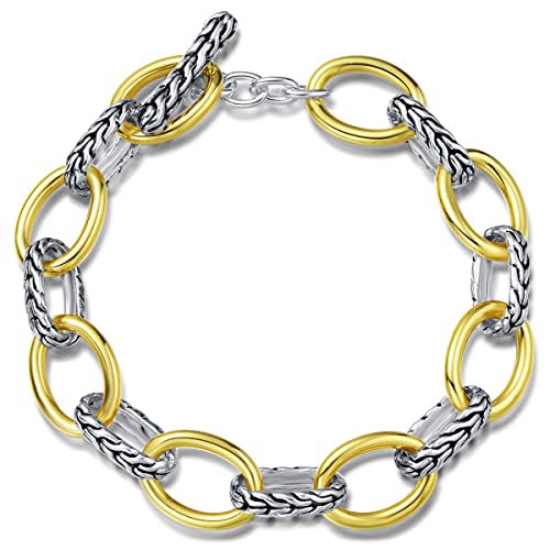 UNY JEWEL Jewelry Make a Statement with Foxtail Link Chain Bracelet Designer Brand Inspired Women Valentine - color: Two Tone