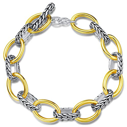 UNY JEWEL Jewelry Make a Statement with Foxtail Link Chain Bracelet Designer Brand Inspired Women Valentine - color: Two Tone