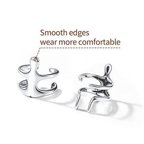 ChicSilver 925 Sterling Silver Ear Cuffs Non-Piercing Cartilage Earrings: Various Styles, Conch Cuffs (with Gift Box) - style: L: Climbing Man