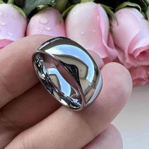 TUTISS 4mm 6mm 8mm 10mm Silver/Gold/White Tungsten Rings for Men Women Couple Fashion Jewelry Anniversary Engagement Wedding Bands Domed Polished I Love You Engraved Comfort Fit - color: 8mm Tungsten I Love You