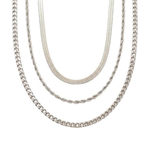 9-Piece Gold Tone Layered Chain Necklace Set for Women, Versatile Stackable Necklaces with Vertical Bar/Herringbone/Padlock Coin Charms, Trendy Boho Jewelry - style: TZY-003359