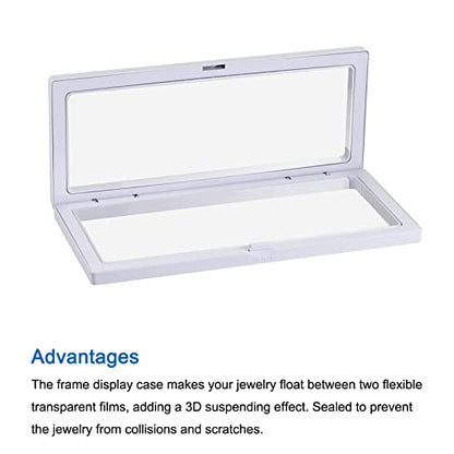 MECCANIXITY Floating Frame Display Holder Stand 3D Jewelry Display Box 9.06 x 3.54 x 0.79 inch White for Ring Necklace Bracelet Earring Pack of 2 - color: White, size: 9.06 x 3.54 x 0.79 inch