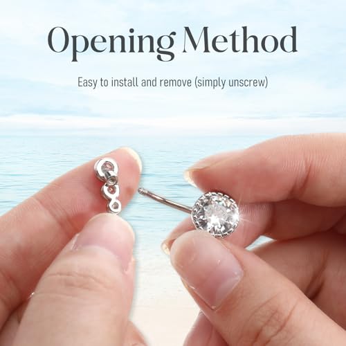 4pcs Belly Piercing Jewelry, 14G Stainless Steel Silver Belly Button Rings, Navel Piercing Jewelry Cz Belly Piercings Cute Heart Belly Button Ring for Beach Festival Daily