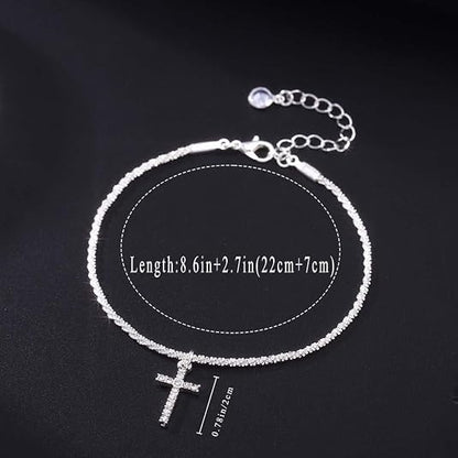 Shimmer Starry Sky Broken Silver Snake Chain Jewelry Set for Women | Dainty Luxury Glitter Clavicle Necklace, Adjustable Anklet, Minimalist, High-End Layering Accessories