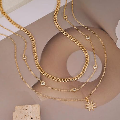 XIXINI Layered Necklaces for Women, Dainty Gold Necklace Stack 14k Gold Plated Layering Pendant Necklace Set Simple Statement Gold Necklaces for Women Trendy Fashion Waterproof Gold Jewelry - color: Gold-Set 4