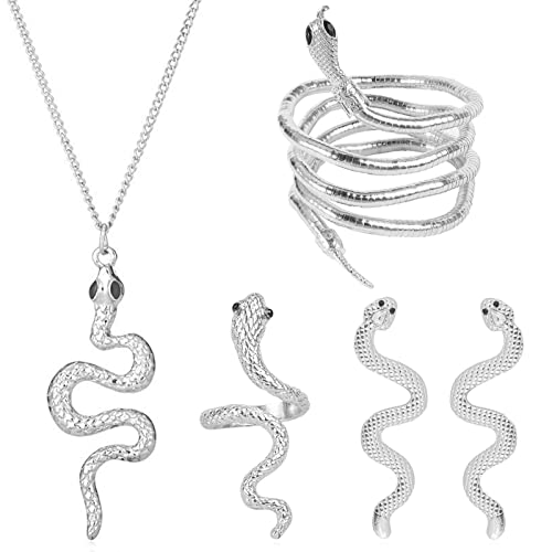 choice of all Snake Medusa Jewelry Gold Snake Necklace Earrings Bracelet Ring Set Gothic Punk Statement Jewelry Halloween Costume Accessories - color: b
