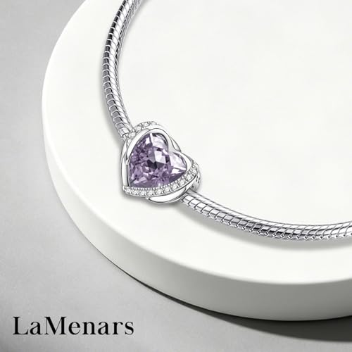 LaMenars 925 Sterling Silver Charms for Pandora Bracelets & Necklaces | Bead Charms Birthday Holiday Jewelry Gifts For Women - color: June Birthstone