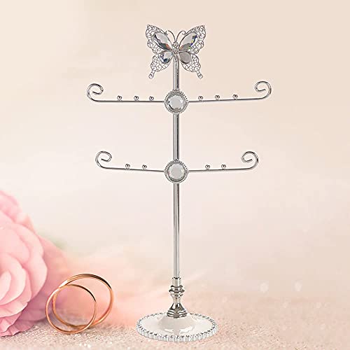 Butterfly Jewelry Display Necklace Earring Organizer Holder Stand Bracelet Rings Rack Tower Decoration Tabletop Countertop for Women Girl Mother's Day Gifts