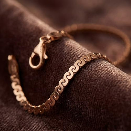 Dainty Sarpatin Chain Bracelet for Women | 925 Sterling Silver 14K Gold Plated Thin Gold Bracelet | Minimalist Serpentine Chain Stackable Jewelry Gift