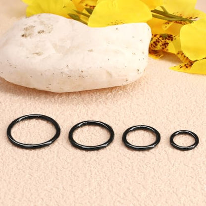 2Pcs Titanium Nose Rings 20G 18G 16G 14G Nose Rings Hoops Diameter 5mm to 12mm Silver-Gold-Rose Gold-Black Cartilage Helix Tragus Daith Rook Hoop Earrings Hinged Segment Septum Clicker Body Piercing Jewelry - color: Black