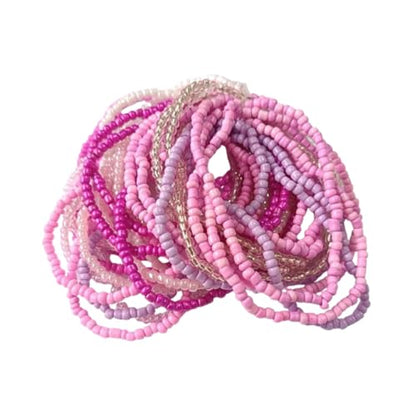Soyzvteo 17Pcs Elastic Beaded Bracelets Bohemian Stackable Beaded Stretch Bracelets Colorful Boho Beach Bracelet Set Rainbow Handmade Seed Beach Bracelet Jewelry - color: 30Pcs/Hot Pink