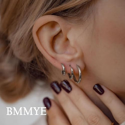 5-10 Pairs Small Gold Silver Hoop Earrings for Women, Stainless Steel Earrings Set Mens Lightweight Thin Hypoallergenic Small Hoops Set - style: 10pcs-B+S