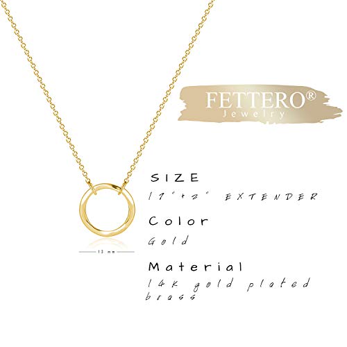 Fettero Pendant Necklace Gold Choker Layered Coin Open Karma Circle Full New Crescent Moon 14K Gold Plated Simple Dainty Necklaces for Women Jewelry Gift - style: Karma Circle Gold