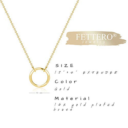 Fettero Pendant Necklace Gold Choker Layered Coin Open Karma Circle Full New Crescent Moon 14K Gold Plated Simple Dainty Necklaces for Women Jewelry Gift - style: Karma Circle Gold