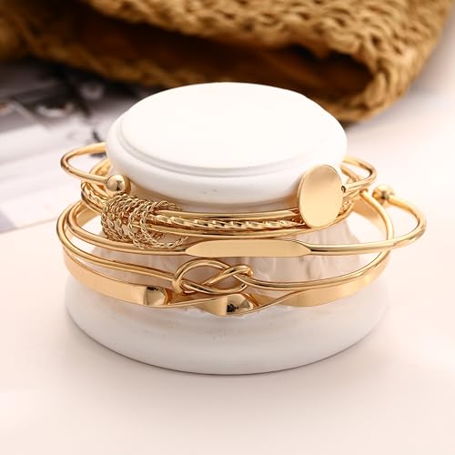 ÌF ME Gold Bangle Bracelets for Women, Indian Bangles Stackable Set, Multi Layer Textured 18K Gold Plated Chunky Bracelets Boho Jewelrys Set - style: gold-Knot Bangle