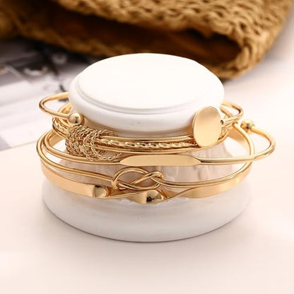 ÌF ME Gold Bangle Bracelets for Women, Indian Bangles Stackable Set, Multi Layer Textured 18K Gold Plated Chunky Bracelets Boho Jewelrys Set - style: gold-Knot Bangle