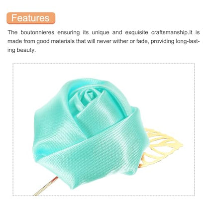 MECCANIXITY Groom Boutonnieres Rose Boutonnieres Pins for Wedding - color: Light Green