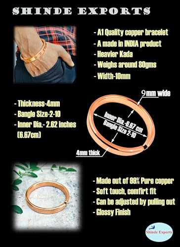 SHINDE EXPORTS pure copper bracelets cuf kada bangle for men and women - style: flat 80gms