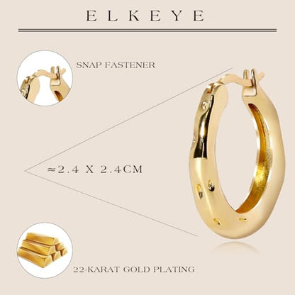 Golden Hoop Earrings For Women The Twisted Close-Fitting Hoop Shape Is Crafted With Gold-Plated Material And S925 Silver Pins Light Luxury Elegant Unique And Minimalist Style - color: GEE4021-Gold