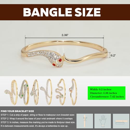 Pack of 6 - Gold Bracelet Bangles Bulk Set for Women,Trendy Stackable, Zinc Alloy Rivet & Four-Leaf Clover Design Stackable Bangles with Rhinestones, 7-inch Circumference Fits Most Adults, Jewelry Gift for Her, Girlfriend, Wife, Mom, Sister, Lover on Birt