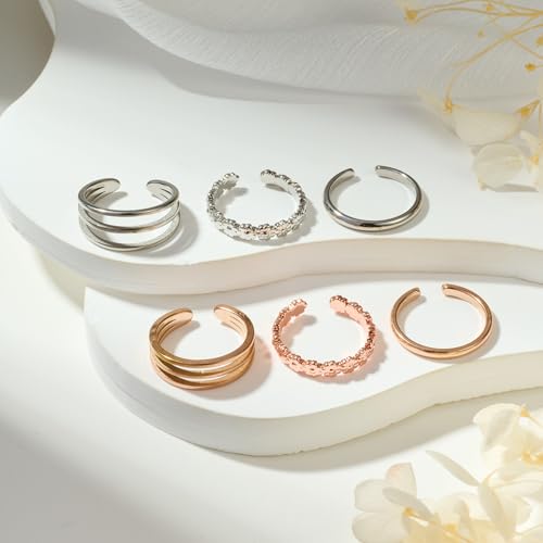 Toe Rings for Women Adjustable Toe Rings Beach Foot Summer Sandals Jewelry Silver Rose Gold