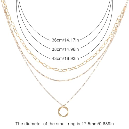 2 PCS Layered Necklaces for Women, Gold & Silver Multi Layered Necklaces with Pendant, Stacked Necklace Elegant Multilayer Adjustable Layering Chain