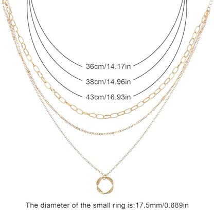 2 PCS Layered Necklaces for Women, Gold & Silver Multi Layered Necklaces with Pendant, Stacked Necklace Elegant Multilayer Adjustable Layering Chain