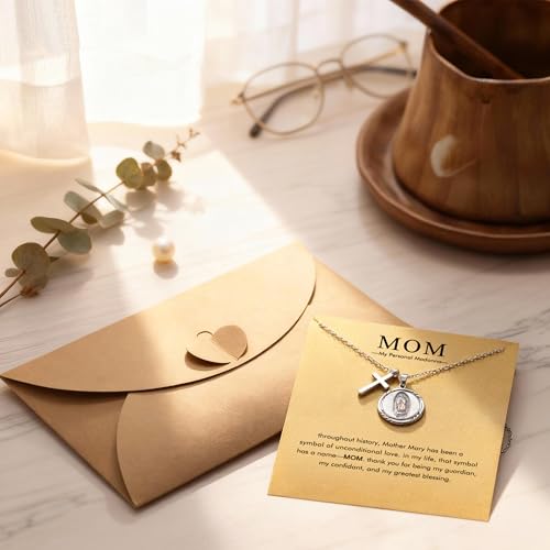 Baydurcan Dainty Silver Necklace for Women Ankh Horse Celtic Necklace Gifts | Dainty charm gifts for friends sister mother, birthday, christmas, graduation gifts. Ready to give with card & envelope. - style: Mother Mary
