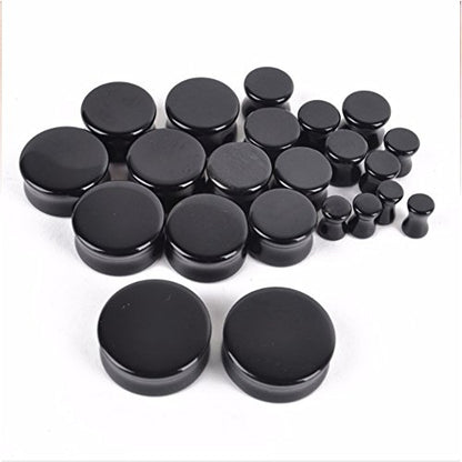 HQLA 1 Pair Natural Obsidian Stone Double Flared Flesh Tunnels Ear Plugs Gauges Stretcher Expander - style: 2g(6mm)