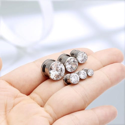 Astm F136 Titanium CZ Ear Gauges Screw Fit Flesh Tunnels Plugs Gauges Earring Expander Stretcher Ear Tunnels For Ears 10G 8G 6G 4G 2G 0G 00G Plug Earrings Body Piercing Jewelry For Women Men - color: 6G Gauges