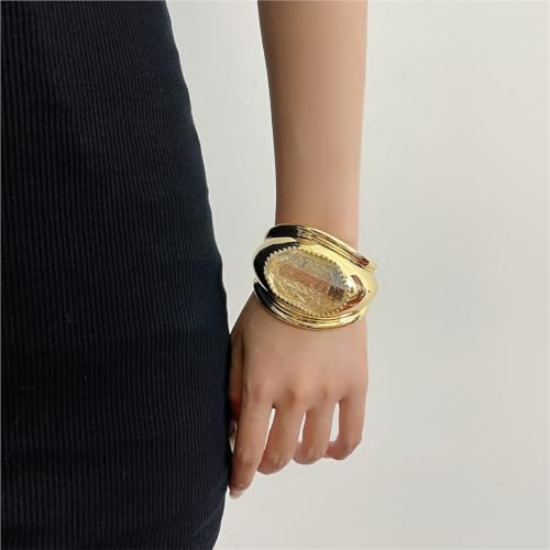 Oval Open Cuff Bracelet for Women – Light Wide Statement Bangle for Office & Everyday Wear