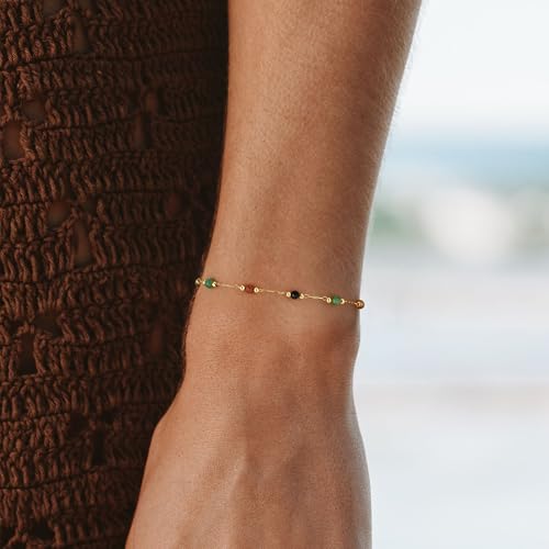 WEARON Gold Bracelet for Women 14K Gold Plated Snake Herringbone Figaro Cuban Bead Paperclip Cable Box Chain Simple Jewelry - style: Bohemian