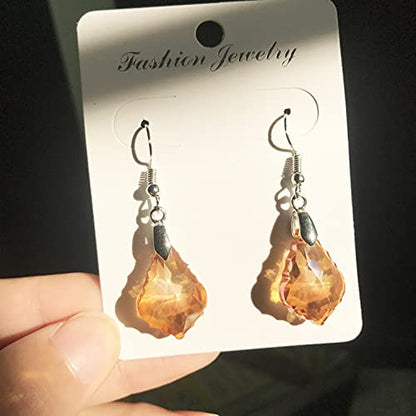 Unique Sparkly Multi-color Crystal Teardrop Dangle Drop Earrings Rainbow Crystal Geometry Earrings for Women Statement Chic Charm Jewelry Gifts - color: Yellow