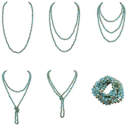Firstmeet Fashion Beads Rope Knot Long Beaded Necklace Versatile 60" Strand Costume Jewelry for Women - color: XL-1030