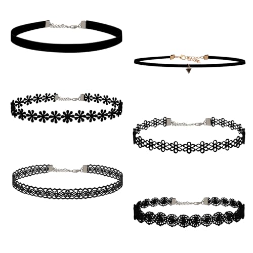 Choker Necklace for Women, Choker Necklaces for Woman, Black Choker, Chokers for Women - color: Black 6pcs