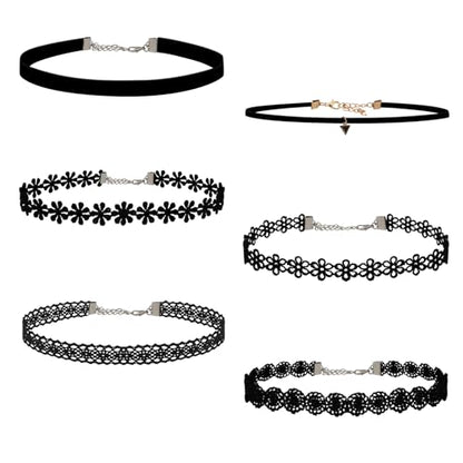 Choker Necklace for Women, Choker Necklaces for Woman, Black Choker, Chokers for Women - color: Black 6pcs