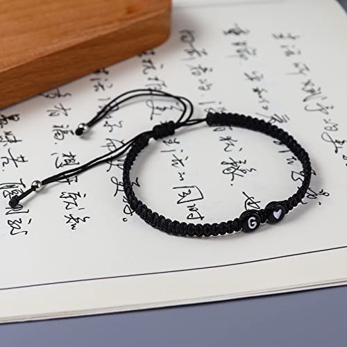 Heart Initial Bracelets 26 Letters Initial Charms Bracelet for Women Gifts A-Z Braided Bracelets Heart Link Handmade Rope Braided Adjustable Jewelry for Mom Daughter Birthday Jewelry Gift - style: D