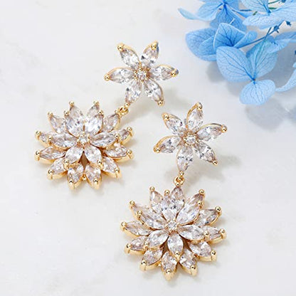 Earrings Holy Stud Earrings for Girls/Women, Sliver Gold Wedding Earrings for Bridesmaids - color: Double Daisy|Gold