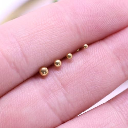 3 Pcs 14K Gold Filled Nose Studs 20G Stainless Steel Stud Nose Ring 2mm/2.5mm/3mm Round CZ L Bend Nose Stud Hypoallergenic Nose Piercing - color: gold 4