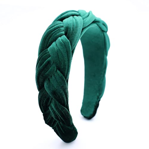 Green Headbands for Women Braided Headbands Velvet Padded Hairbands Cute Hair Accessories for Women Girl - color: Green
