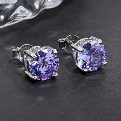 Adabele Authentic Sterling Silver Birthstone Stud Earrings 6mm 8mm Cubic Zirconia Imitation Diamond Gemstone Hypoallergenic Nickel Free Tarnish Resistant Women Fine Jewelry - color: June, size: 6mm/0.84 Carat