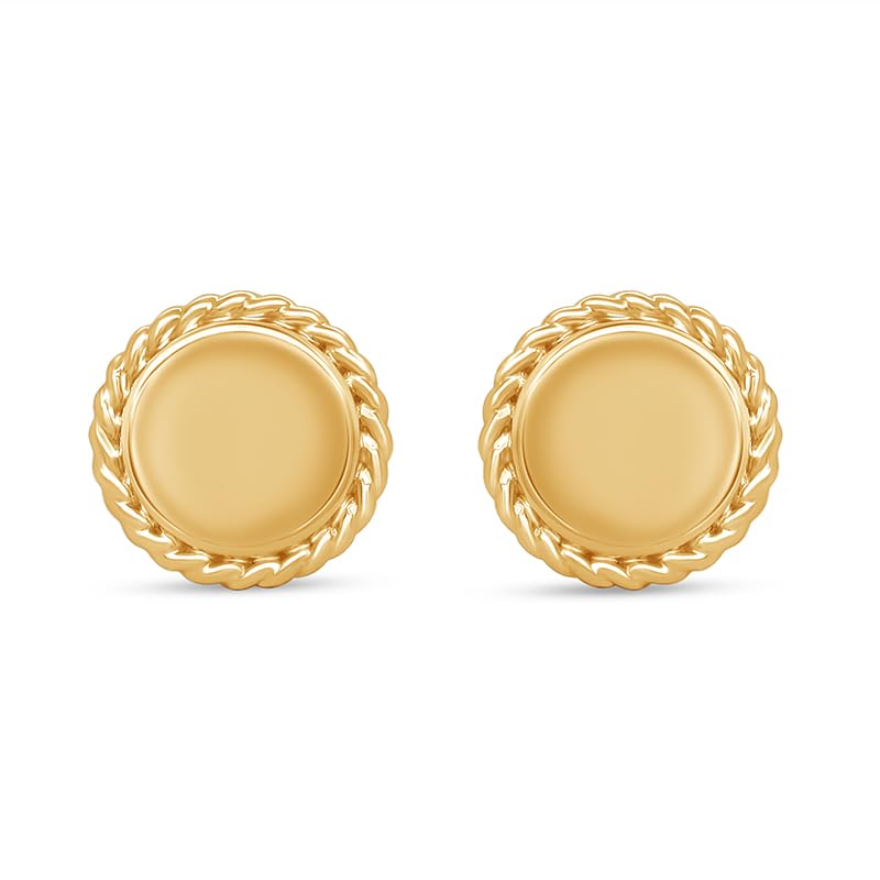 AFFY 14K Gold Plated 925 Sterling Silver Plain Minimalist dainty Stud Earrings Jewelry For Her Women Birthday Gift - color: Rope