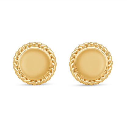 AFFY 14K Gold Plated 925 Sterling Silver Plain Minimalist dainty Stud Earrings Jewelry For Her Women Birthday Gift - color: Rope