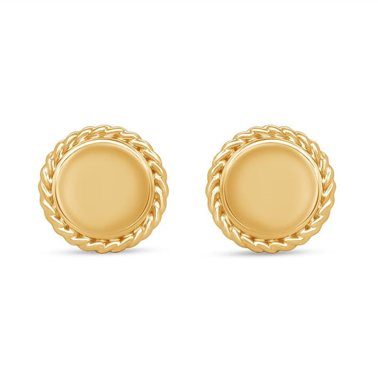 AFFY 14K Gold Plated 925 Sterling Silver Plain Minimalist dainty Stud Earrings Jewelry For Her Women Birthday Gift - color: Rope