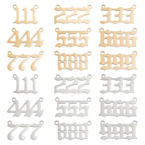 UNICRAFTALE 2 Colors Number 1~9 Pendants Stainless Steel Linking Charms Lucky Number Sports Charm Angel Number Necklace 999 Pendants Numerology Jewelry Birthday Gift11.5~12mm long